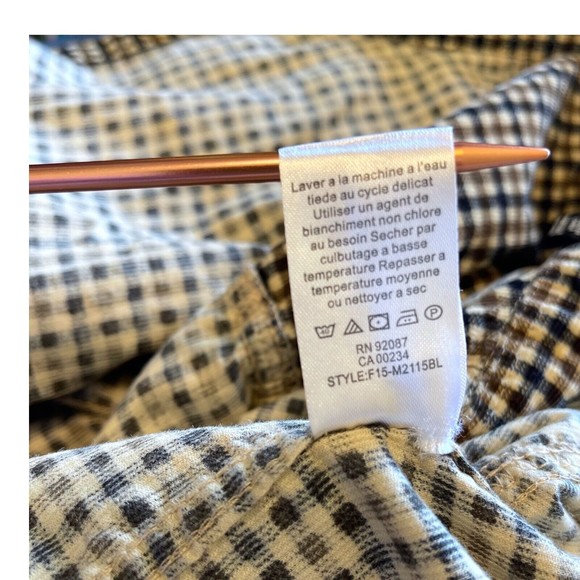 Saks Fifth Ave Shirt Men’s XL Brown Plaid Button Up Long Sleeve Casual Corduroy - Picture 9 of 13